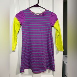 Hanna Andersson Long Sleeve Colorblock Swing Dress Size 120 US 6/7.